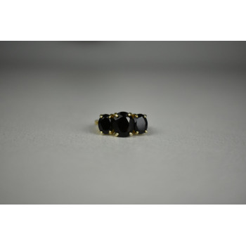 Sky Jewelry Серебряное кольцо в позолоте  с Черным Турмалином (Шерл) и камнями Гошенит (Берилл)