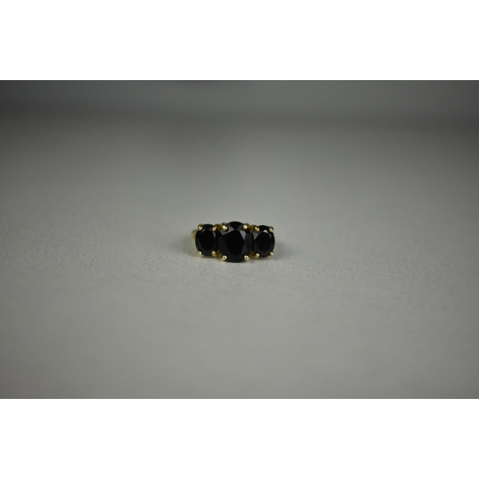 Sky Jewelry Серебряное кольцо в позолоте  с Черным Турмалином (Шерл) и камнями Гошенит (Берилл)