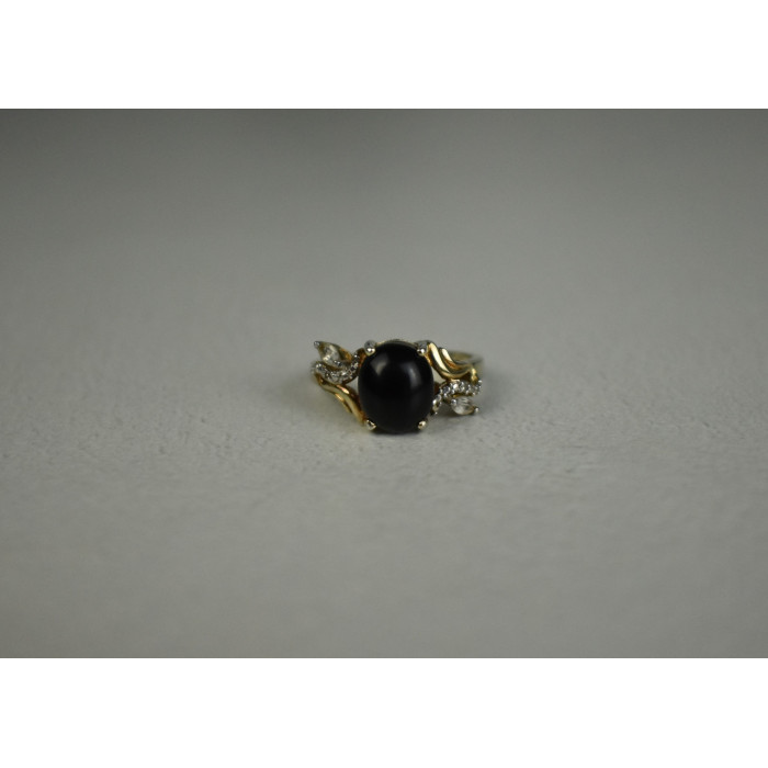 Sky Jewelry Серебряное кольцо 925 пробы с черным Нефритом и камнями Гошенит (Берилл)