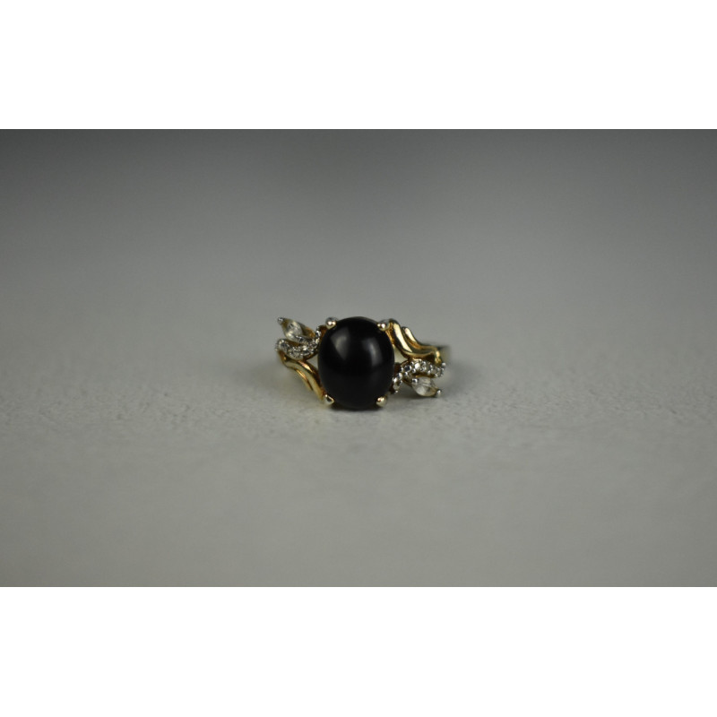 Sky Jewelry Серебряное кольцо 925 пробы с черным Нефритом и камнями Гошенит (Берилл)