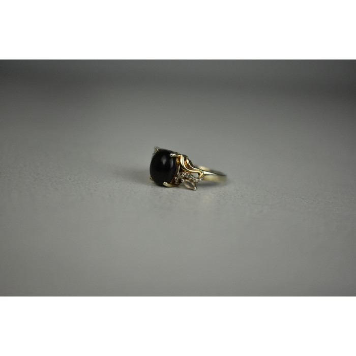 Sky Jewelry Серебряное кольцо 925 пробы с черным Нефритом и камнями Гошенит (Берилл)