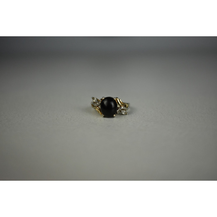 Sky Jewelry Серебряное кольцо 925 пробы с черным Нефритом и камнями Гошенит (Берилл)