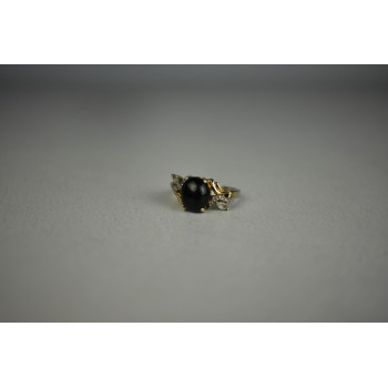 Sky Jewelry Серебряное кольцо 925 пробы с черным Нефритом и камнями Гошенит (Берилл)