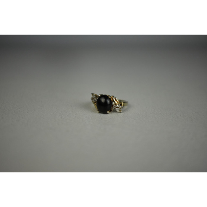 Sky Jewelry Серебряное кольцо 925 пробы с черным Нефритом и камнями Гошенит (Берилл)