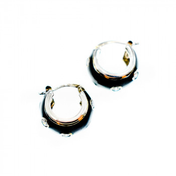 Sky Jewelry Серебряные серьги с черной Эмалью и Фианитами