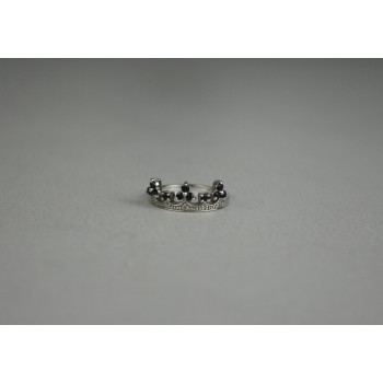 Sky Jewelry Серебряное Кольцо *Корона* с камнями черный Нефрит и бесцветный Топаз