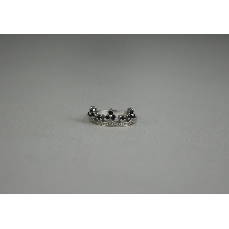 Sky Jewelry Серебряное Кольцо *Корона* с камнями черный Нефрит и бесцветный Топаз