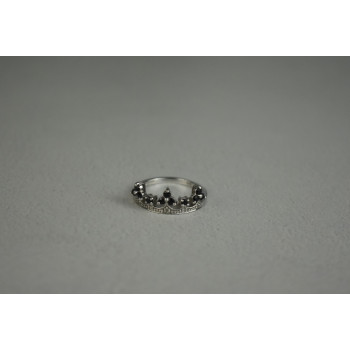 Sky Jewelry Серебряное Кольцо *Корона* с камнями черный Нефрит и бесцветный Топаз