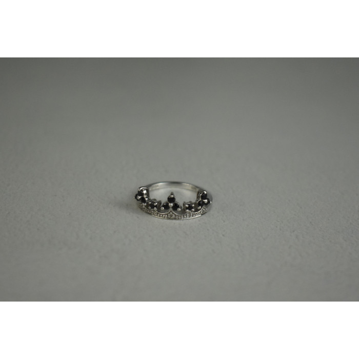 Sky Jewelry Серебряное Кольцо *Корона* с камнями черный Нефрит и бесцветный Топаз