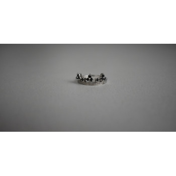 Sky Jewelry Серебряное Кольцо *Корона* с камнями черный Нефрит и бесцветный Топаз