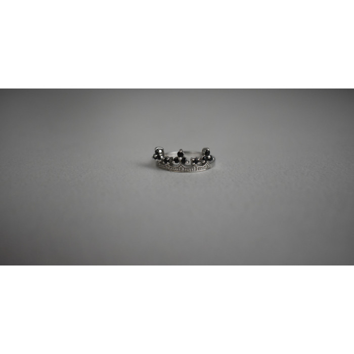 Sky Jewelry Серебряное Кольцо *Корона* с камнями черный Нефрит и бесцветный Топаз