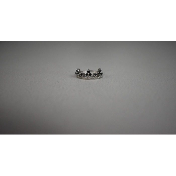 Sky Jewelry Серебряное Кольцо *Корона* с камнями черный Нефрит и бесцветный Топаз