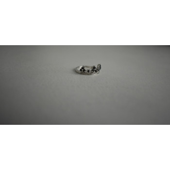 Sky Jewelry Серебряное Кольцо *Корона* с камнями черный Нефрит и бесцветный Топаз