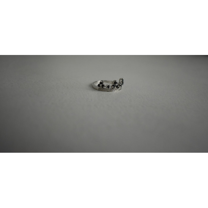 Sky Jewelry Серебряное Кольцо *Корона* с камнями черный Нефрит и бесцветный Топаз