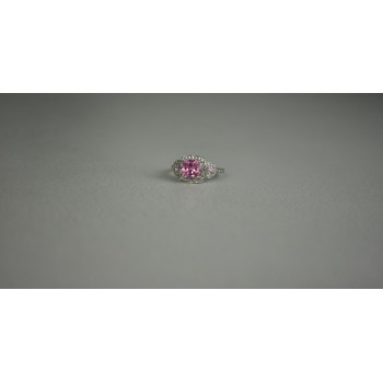 Sky Jewelry Серебряное кольцо с Морганитом и Фианитами