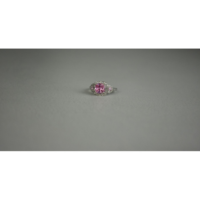 Sky Jewelry Серебряное кольцо с Морганитом и Фианитами