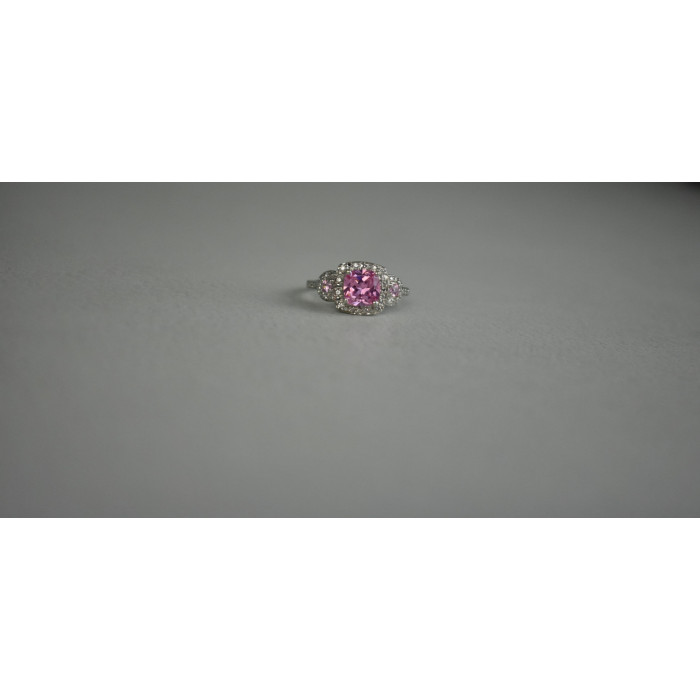 Sky Jewelry Серебряное кольцо с Морганитом и Фианитами