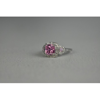 Sky Jewelry Серебряное кольцо с Морганитом и Фианитами