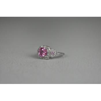 Sky Jewelry Серебряное кольцо с Морганитом и Фианитами