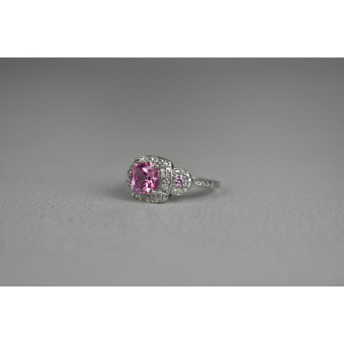 Sky Jewelry Серебряное кольцо с Морганитом и Фианитами