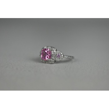 Sky Jewelry Серебряное кольцо с Морганитом и Фианитами