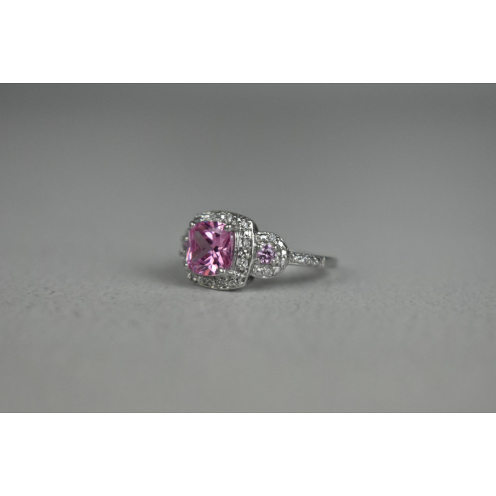 Sky Jewelry Серебряное кольцо с Морганитом и Фианитами