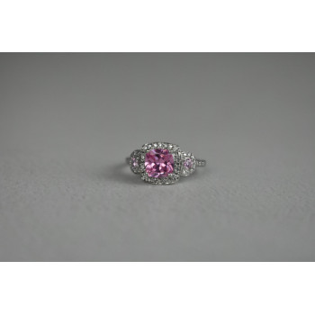 Sky Jewelry Серебряное кольцо с Морганитом и Фианитами