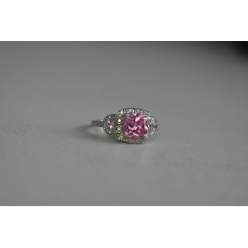 Sky Jewelry Серебряное кольцо с Морганитом и Фианитами