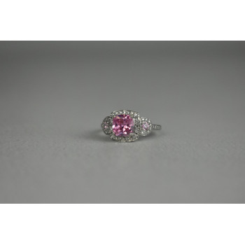 Sky Jewelry Серебряное кольцо с Морганитом и Фианитами