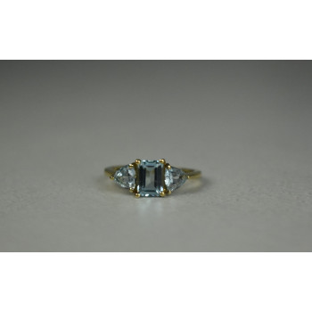 Sky Jewelry Серебряное Кольцо в позолоте с голубой Шпинелью