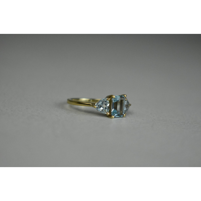 Sky Jewelry Серебряное Кольцо в позолоте с голубой Шпинелью