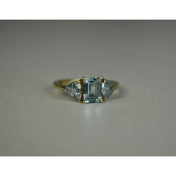 Sky Jewelry Серебряное Кольцо в позолоте с голубой Шпинелью