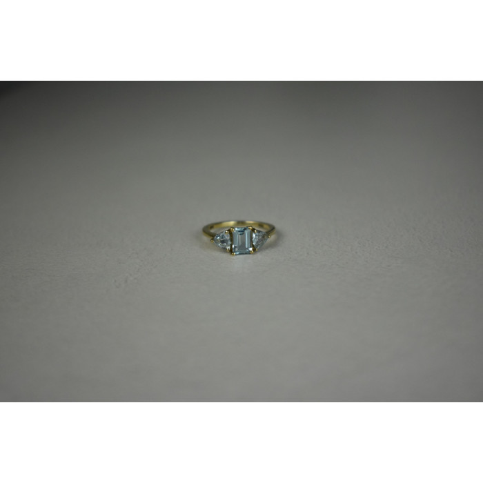 Sky Jewelry Серебряное Кольцо в позолоте с голубой Шпинелью