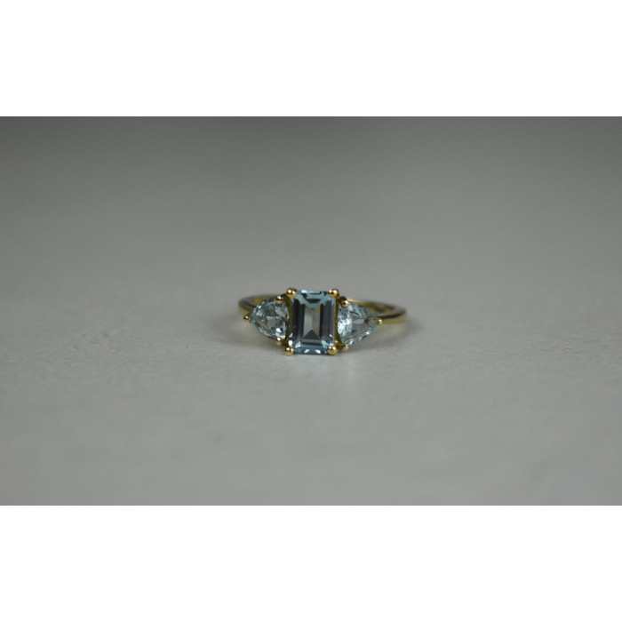 Sky Jewelry Серебряное Кольцо в позолоте с голубой Шпинелью