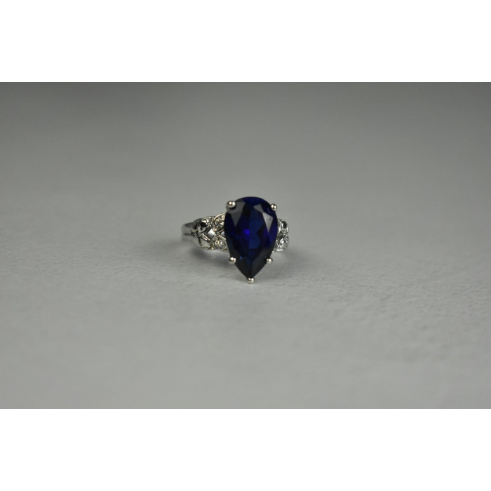 Sky Jewelry Серебряное Кольцо 925 пробы с Сапфиром и Фианитами