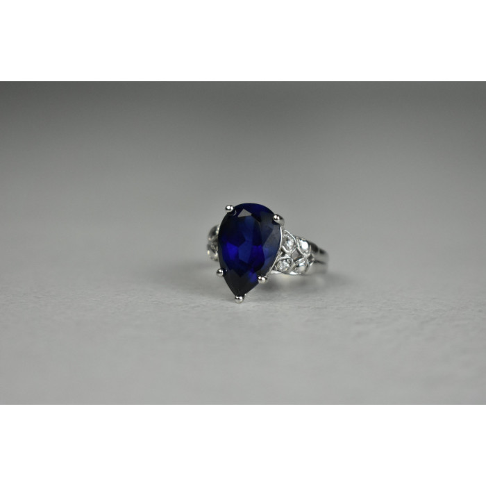 Sky Jewelry Серебряное Кольцо 925 пробы с Сапфиром и Фианитами