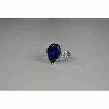 Sky Jewelry Серебряное Кольцо 925 пробы с Сапфиром и Фианитами