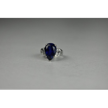 Sky Jewelry Серебряное Кольцо 925 пробы с Сапфиром и Фианитами