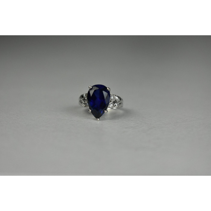 Sky Jewelry Серебряное Кольцо 925 пробы с Сапфиром и Фианитами