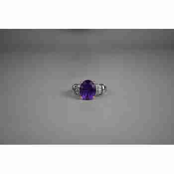 Sky Jewelry Серебряное кольцо с Аметистом и камнями бесцветный Топаз