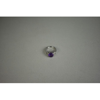 Sky Jewelry Серебряное кольцо с Аметистом и камнями бесцветный Топаз