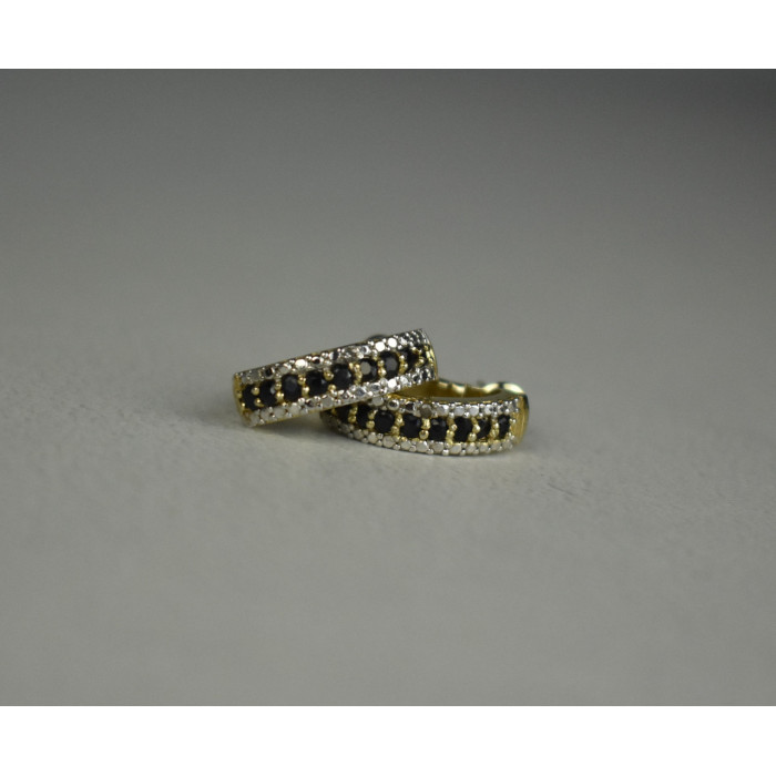 Sky Jewelry Серебряные серьги в позолоте с камнями Шпинель