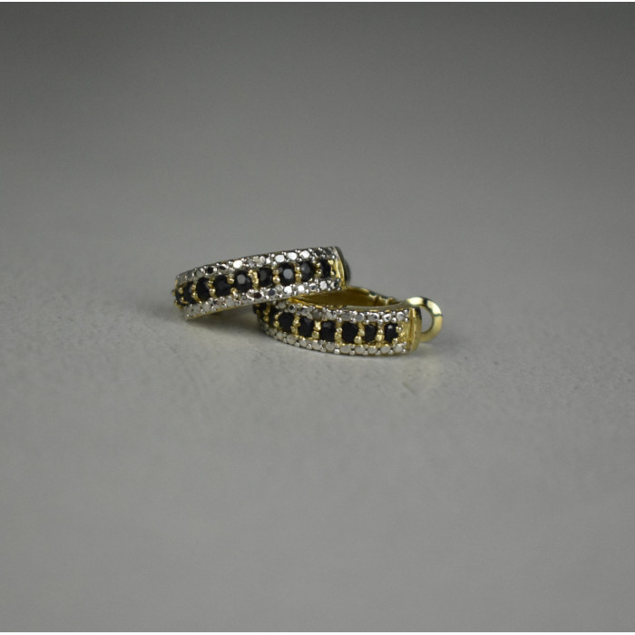 Sky Jewelry Серебряные серьги в позолоте с камнями Шпинель