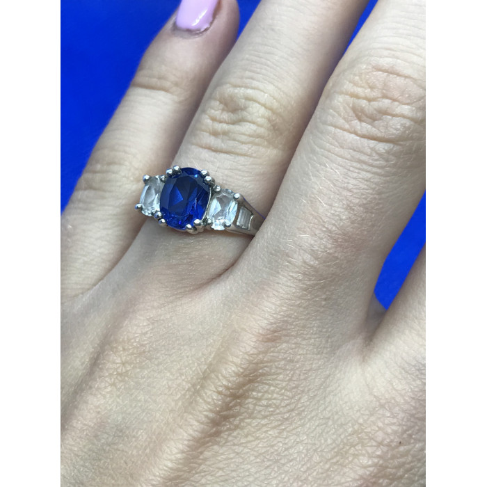 Sky Jewelry Серебряное кольцо с синим фианитом