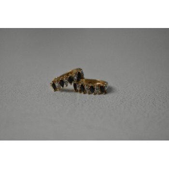 Sky Jewelry Серебряные серьги в позолоте с Сапфирами и Фианитами