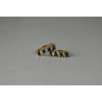 Sky Jewelry Серебряные серьги в позолоте с Сапфирами и Фианитами