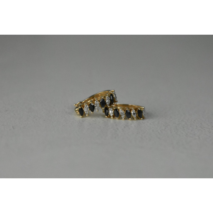 Sky Jewelry Серебряные серьги в позолоте с Сапфирами и Фианитами