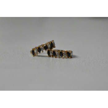 Sky Jewelry Серебряные серьги в позолоте с Сапфирами и Фианитами