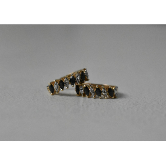 Sky Jewelry Серебряные серьги в позолоте с Сапфирами и Фианитами