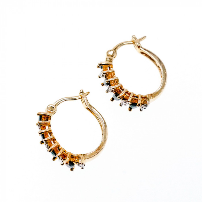 Sky Jewelry Серебряные серьги в позолоте с Сапфирами и Фианитами